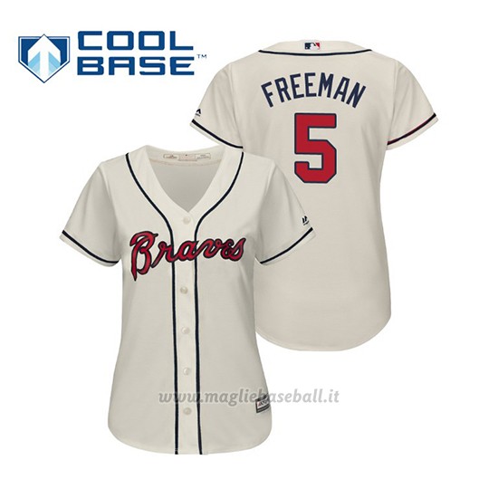Maglia Baseball Donna Atlanta Braves Freddie Freeman Cool Base Majestic Alternato 2019 Crema
